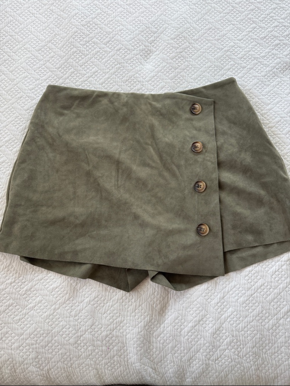 Naked Zebra Olive Green Suede-Look Skirt